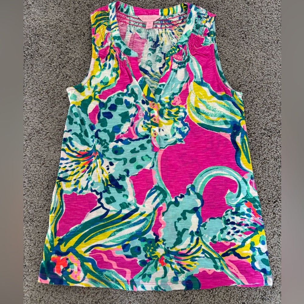 Lilly Pulitzer Essie Top in Magenta Hottie Floral Pink